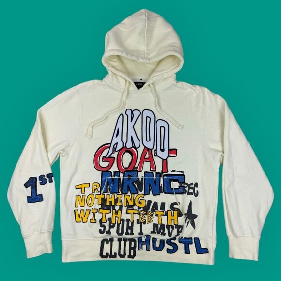 AKOO Goat Hoodie Mens Streetwear Hooded Pullover Embroidered Printed Design XL - Picture 1 of 9